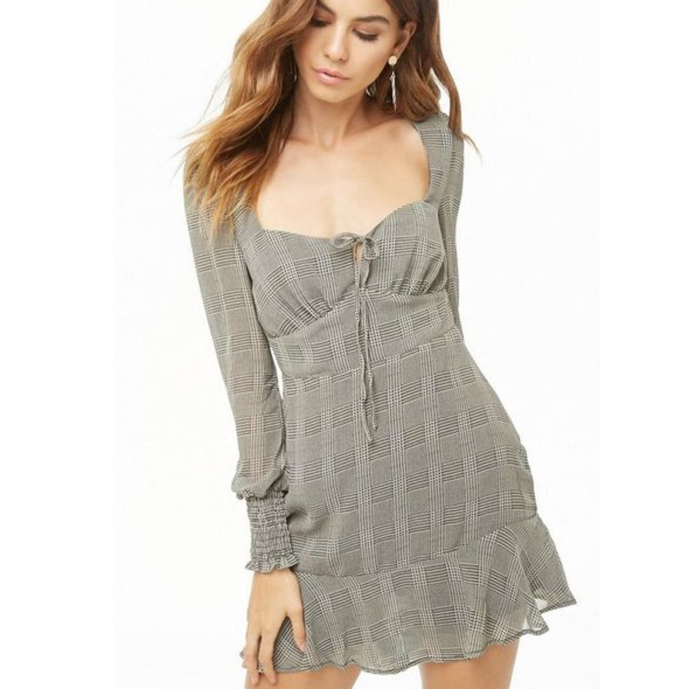 Forever 21 Plaid Flounce-Hem Mini Dress
